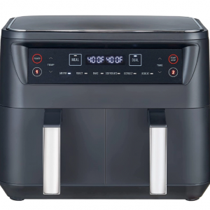 Niceey Airfryer XXL Friteuse Air - 2460W - 2x4L Double Panier - Récipient Antiadhésif - 8L - Noir