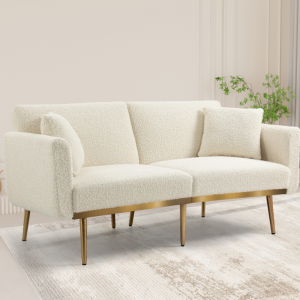 Canapé 2 places en velours, canapé-lit convertible, trois options de réglage, peut supporter 600 livres, adapté au salon et à la chambre