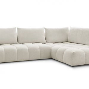 BOBOCHIC Canapé d'angle fixe EVEREST tissu chiné Blanc Angle droit