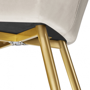 TECTAKE Chaise Rembourrée aspect velours Dossier ergonomique crème/or