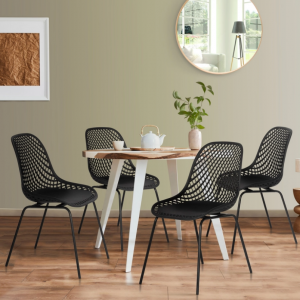 Lot de 4 chaises MAELYS noires pied métal pour salle à manger