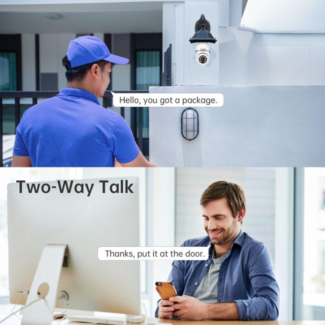 Caméra Ampoule Degrés WiFi Extérieur avec Vision Nocturne, Caméra De Surveillance, Suivi Automatique, Audio Bidirectionnel, Détection De Mouvement – Image 6