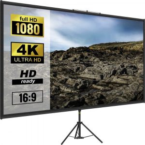 VEVOR 80 pouces Écran de Projection avec Trépied 4K HD 16:9 Toile de Projection sur Trépied Hauteur Réglable Écran pour Intérieur et Extérieur