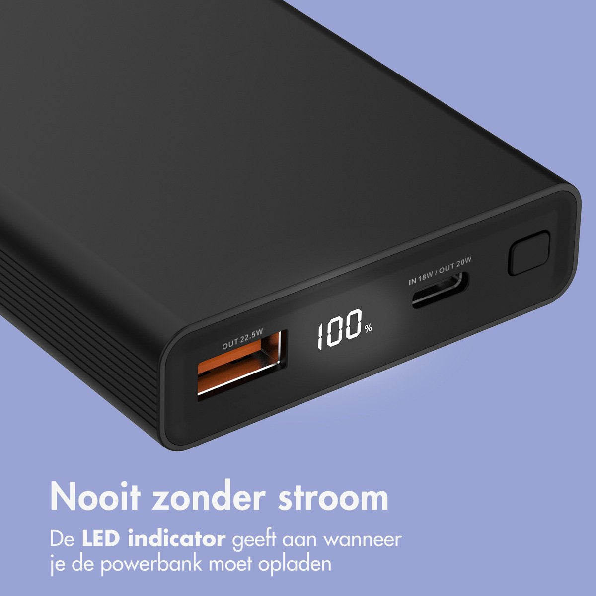 imoshion® Powerbank 10000 mAh - Affichage LED de la batterie - USB A & USB C - Convient pour Apple iPhone et Samsung - 20 Watt - noir – Image 3