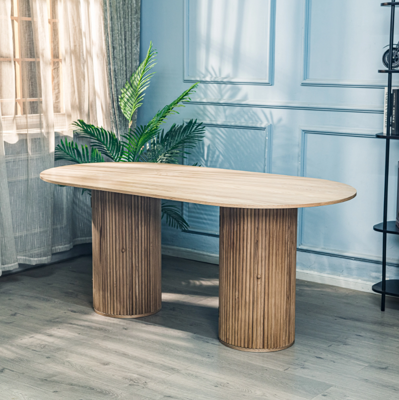 Nordlys - Table à Manger 6 personnes Ovale Bois Pin Marron – Image 2