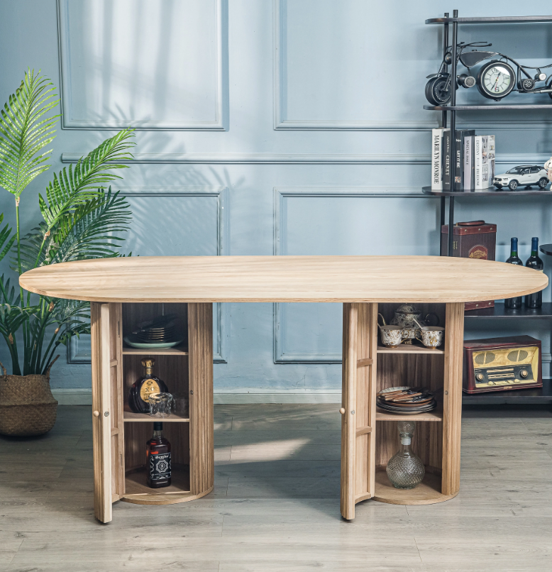 Nordlys - Table à Manger 6 personnes Ovale Bois Pin Marron – Image 3