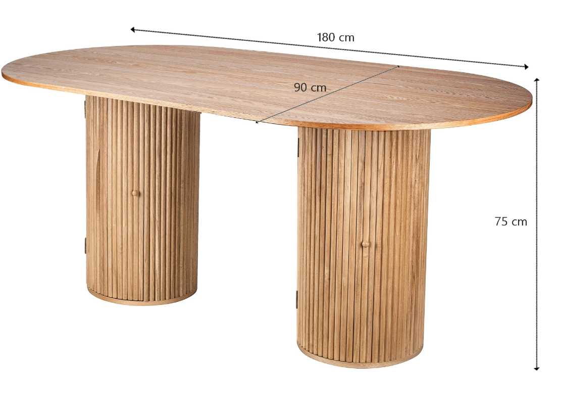 Nordlys - Table à Manger 6 personnes Ovale Bois Pin Marron – Image 4